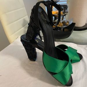 Green 2 toned heeled sandal